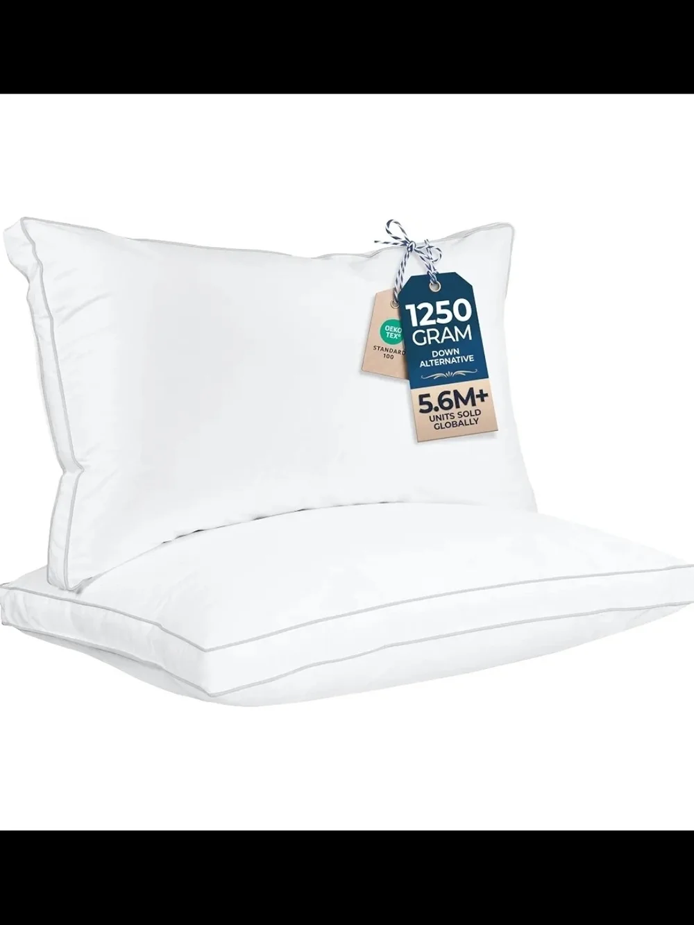 2 Pack Utopia Bedding Gusset Bed Pillow,Cotton Blended Down Alternative - King